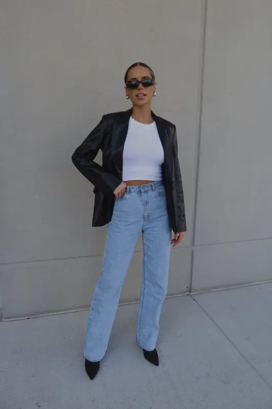 Rene Leather Fitted Blazer