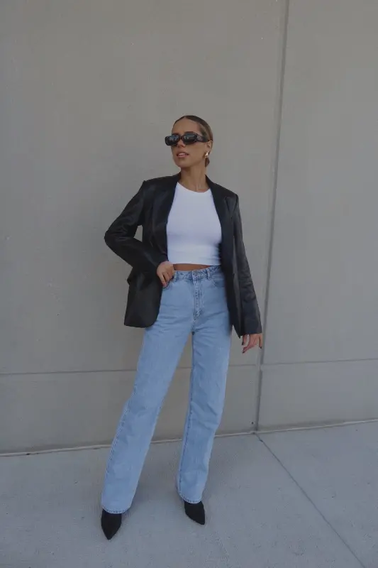 Rene Leather Fitted Blazer