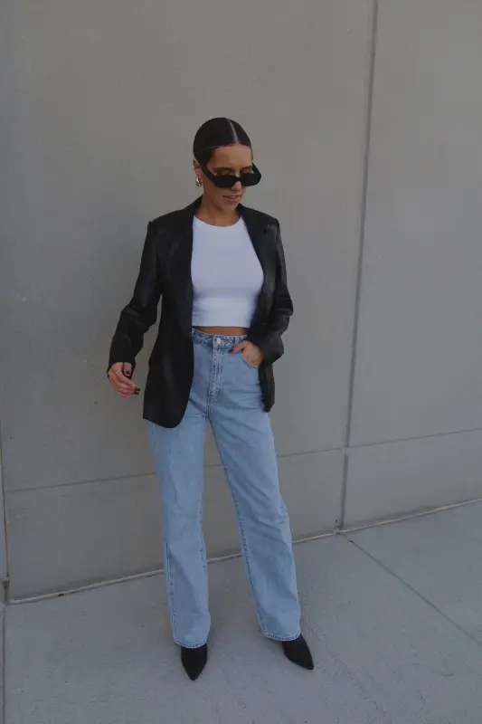 Rene Leather Fitted Blazer