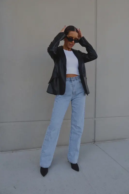 Rene Leather Fitted Blazer