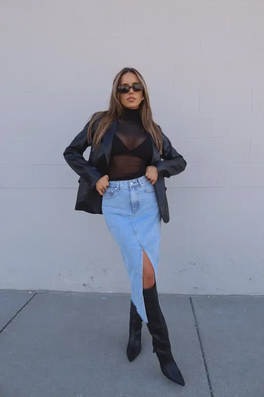 Rene Leather Fitted Blazer