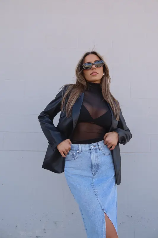 Rene Leather Fitted Blazer