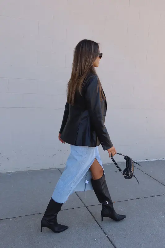 Rene Leather Fitted Blazer