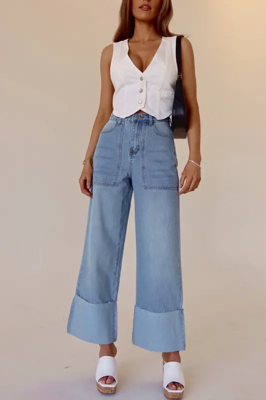 Aviana Denim Vest In White