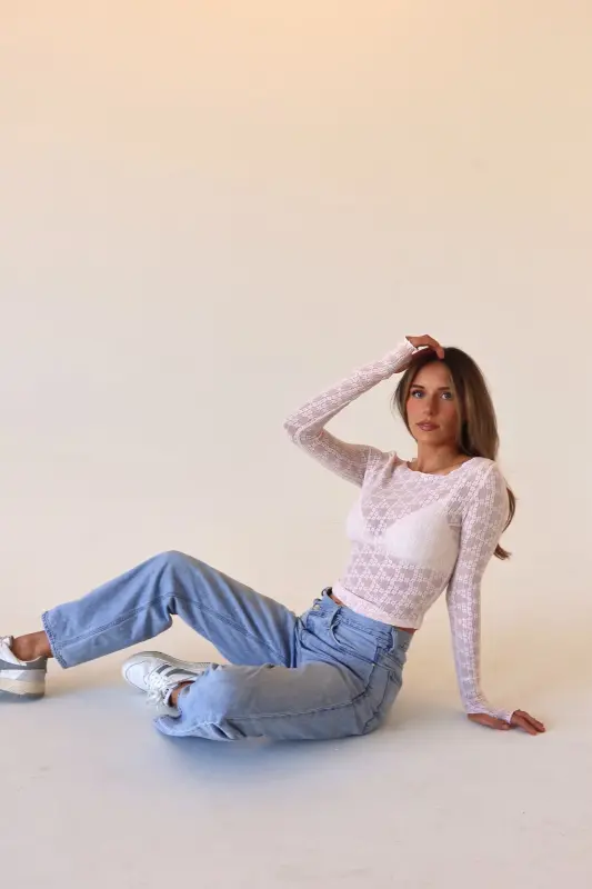 Olivia Lace Sheer Long Sleeve Top-97328